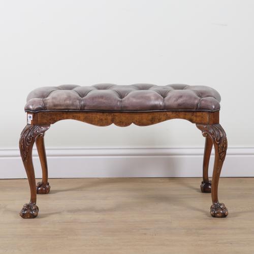 AN EARLY 18TH CENTURY STYLE SHAPED RECTANGULAR FOOTSTOOL