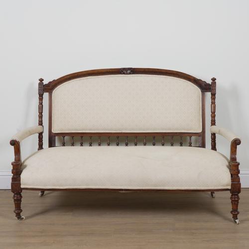 A VICTORIAN WALNUT FRAMED THREE PIECE SUITE (3)