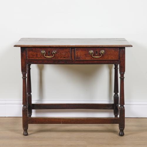 A 17TH CENTURY OAK TWO DRAWER SIDE TABLE