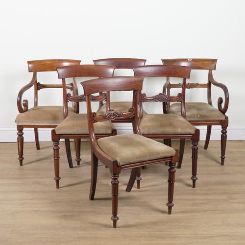 A SET OF SIX WILLIAM IV MAHOGANY BAR BACK DINING CHAIRS (6)