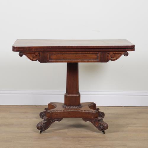 A REGENCY MAHOGANY FOLD-OVER CARD TABLE