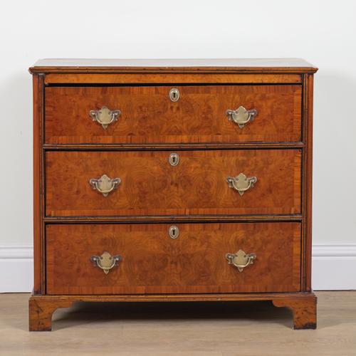 A MID 18TH CENTURY STYLE FIGURED WALNUT CHEST OF DRAWERS