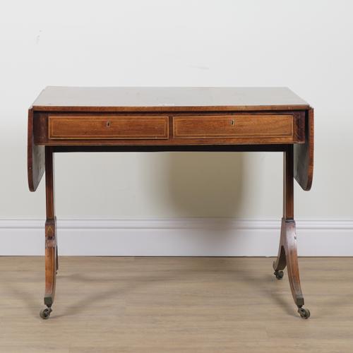 A REGENCY INLAID AND CROSS BANDED ROSEWOOD SOFA TABLE