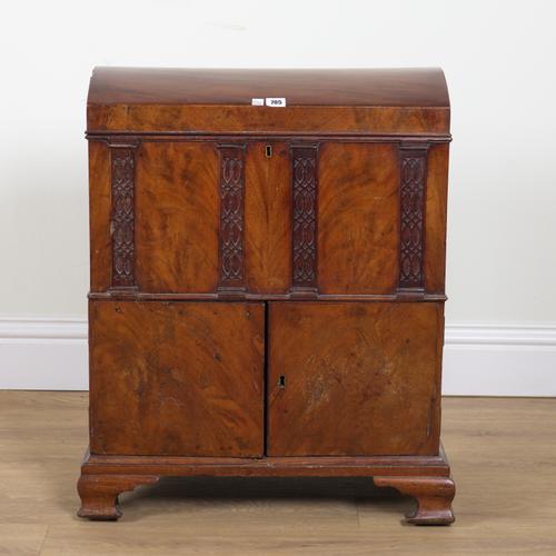AN UNUSUAL GEORGE III MAHOGANY CELLARETTE