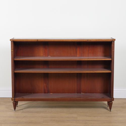 A LATE 19TH CENTURY DUTCH INLAID MAHOGANY FLOOR STANDING OPEN BOOKCASE