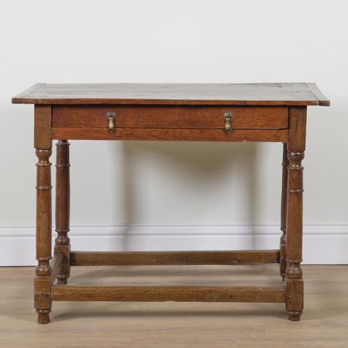 A 17TH CENTURY AND LATER OAK SINGLE DRAWER SIDE TABLE