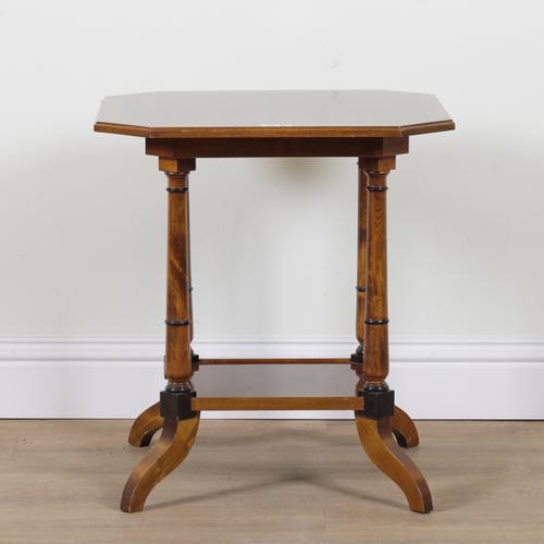 AN EARLY 20TH CENTURY WALNUT SATINWOOD BANDED TWO TIER OCCASIONAL TABLE