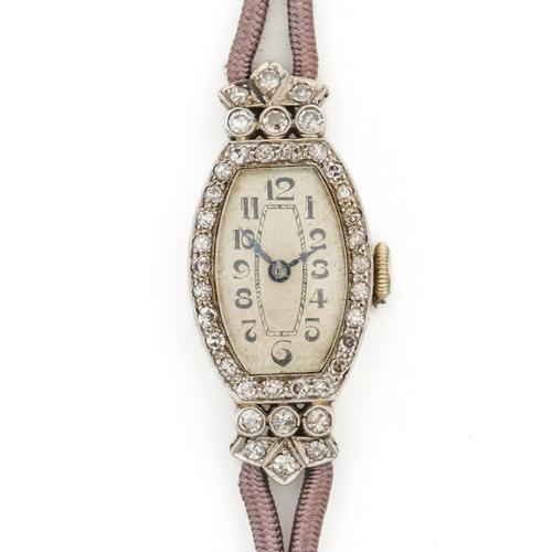 A LADY'S DIAMOND SET DRESS WRISTWATCH