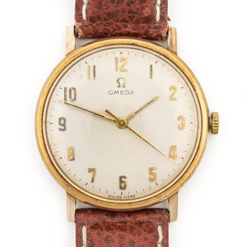AN OMEGA GENTLEMAN'S GOLD WRISTWATCH