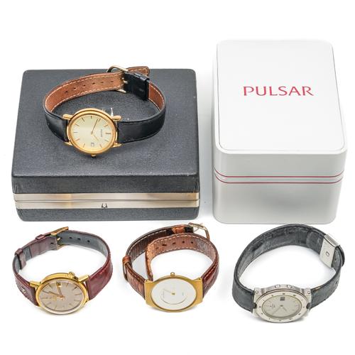 A BULOVA ACCUTRON GENTLEMAN'S WRISTWATCH AND THREE FURTHER GENTLEMAN'S WRISTWATCHES (4)