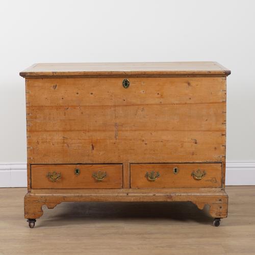 A GEORGE III STRIPPED PINE MULE CHEST