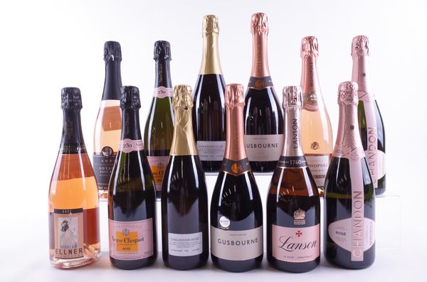 TWELVE BOTTLES ROSÉ CHAMPAGNE AND SPARKLING WINE