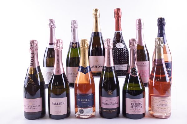 EIGHT BOTTLES ROSÉ CHAMPAGNE AND FOUR ROSÉ SPARKLING WINE