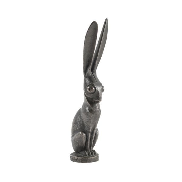 AN ANDRÉ VINCENT BECQUEREL (1893–1981) BRONZE CAR MASCOT MODELLED AS A SEATED HARE