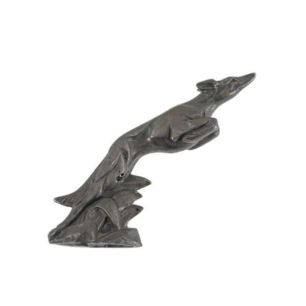 A LEAPING BORZOI ALLOY CAR MASCOT, CIRCA 1920