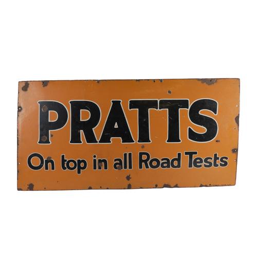 A LARGE PRATTS ORANGE ENAMEL ADVERTISING SIGN