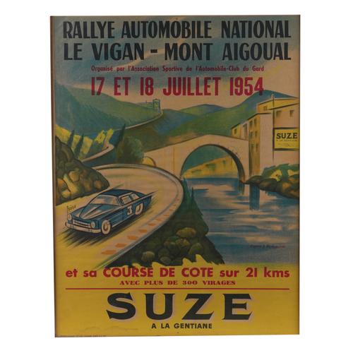 A 1954 FRENCH MOTOR RACING POSTER – RALLYE AUTOMOBILE NATIONAL, LE VIGAN–MONT AIGOUAL