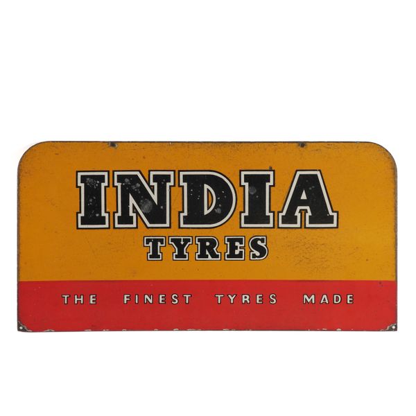 AN INDIA TYRES DOUBLE SIDED ENAMEL SIGN