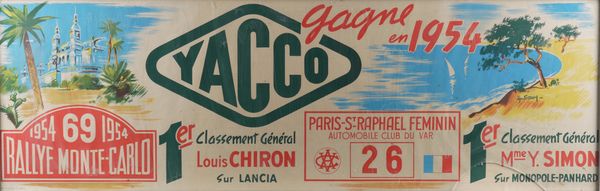 A HENRI CAMY 1953 YACCO OIL POSTER FOR THE 1954 MONTE CARLO RALLY RESULTS
