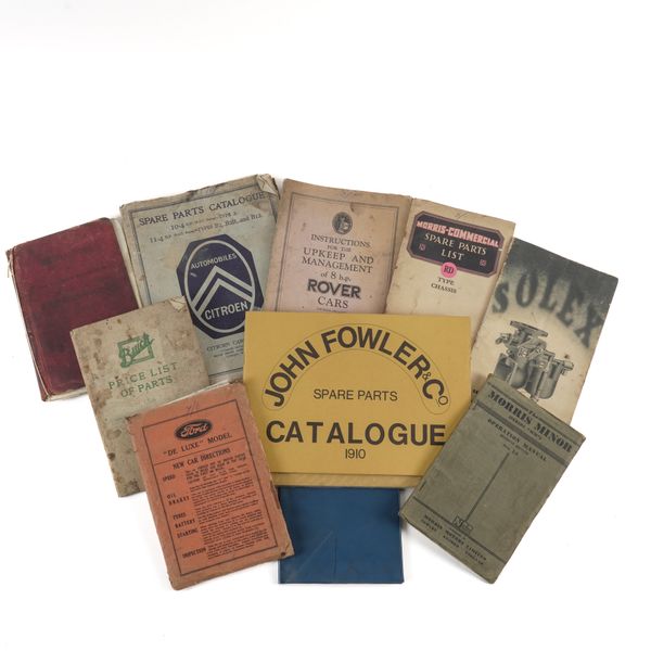 TEN VINTAGE CAR MANUALS AND PRICE LISTS (10)