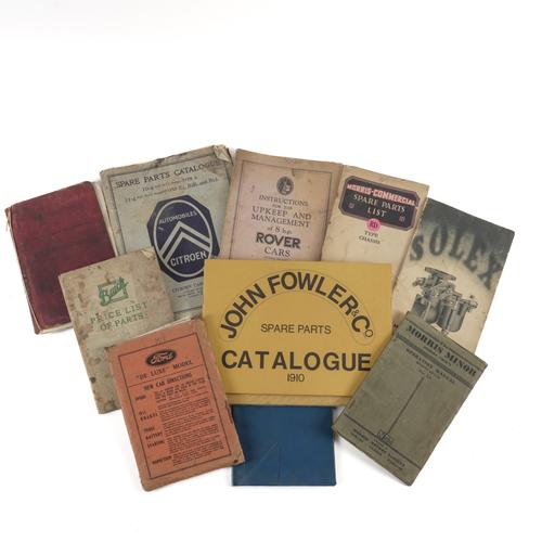 TEN VINTAGE CAR MANUALS AND PRICE LISTS (10)