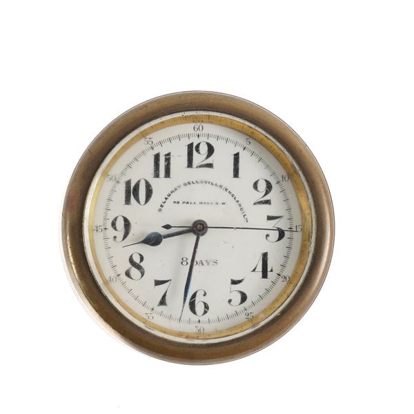 A DELAUNAY BELLEVILLE BRASS CASED DASHBOARD CLOCK