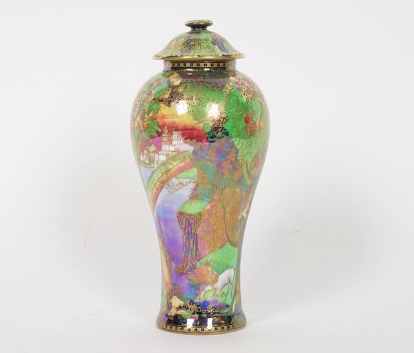 A WEDGWOOD FAIRYLAND LUSTRE VASE AND COVER (2)