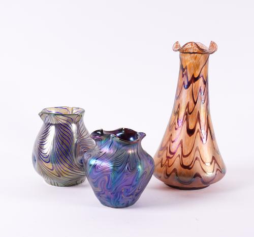 THREE PIECES OF IRIDESCENT GLASS (3)
