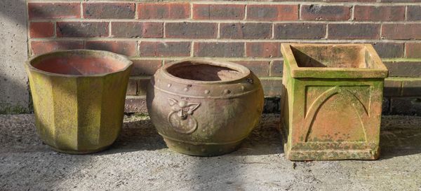 A GROUP OF THREE TERRACOTTA PLANTERS (3)