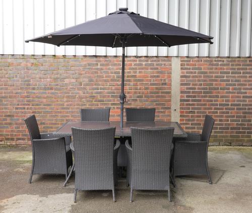 A FAUX RATTAN WEAVE GARDEN TABLE (8)