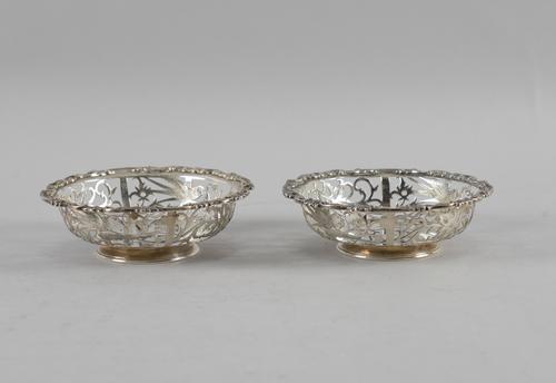 A LATE VICTORIAN PAIR OF SILVER BONBON DISHES (2)