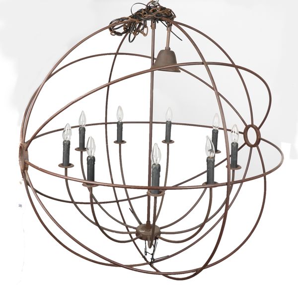 RESTORATION HARDWARE: A 'FOUCAULT'S ORB' NINE LIGHT CHANDELIER