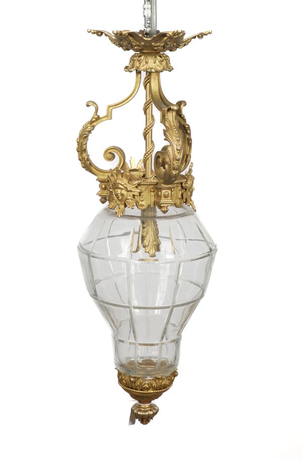 A FRENCH LOUIS XIV STYLE GILT-METAL AND FACETED GLASS ‘VERSAILLES’  HANGING LANTERN