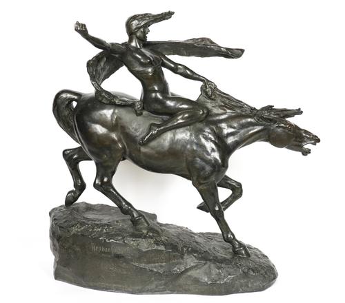STEPHAN SINDING (NORWAY/DENMARK, 1846-1922): ‘THE VALKYRIE' BRONZE SCULPTURE
