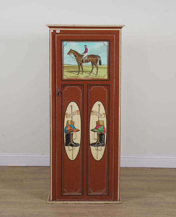 A PINE SINGLE DOOR HALL CUPBOARD