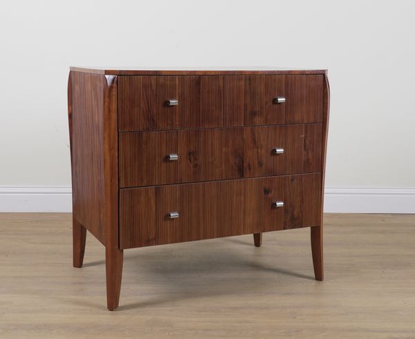 A MODERN FRUITWOOD THREE DRAWER CHEST