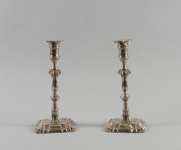 A PAIR OF LATE VICTORIAN SILVER TABLE CANDLESTICKS