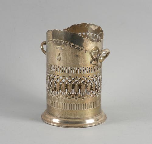A SILVER TWIN HANDLED SODA SYPHON STAND