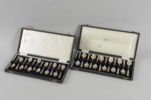 TWO SETS OF TWELVE COFFEE SPOONS WITH CASES