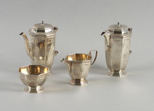A SILVER FOUR PIECE COFFEE SET (4)