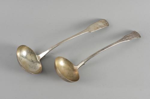 TWO SCOTTISH SILVER SOUP LADLES (2)