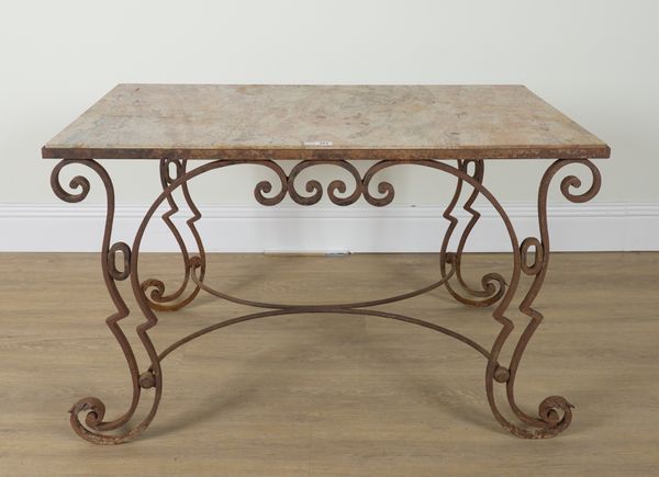 A MID 20TH CENTURY FRENCH MARBLE TOPPED CENTRE TABLE