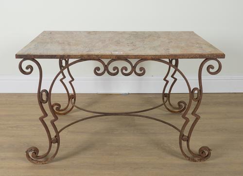 A MID 20TH CENTURY FRENCH MARBLE TOPPED CENTRE TABLE