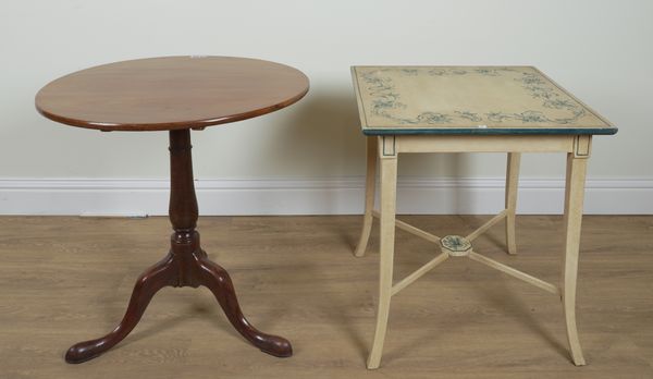 A 19TH CENTURY MAHOGANY CIRCULAR SNAP TOP TRIPOD OCCASIONAL TABLE (2)