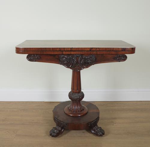A REGENCY ROSEWOOD FOLDOVER CARD TABLE