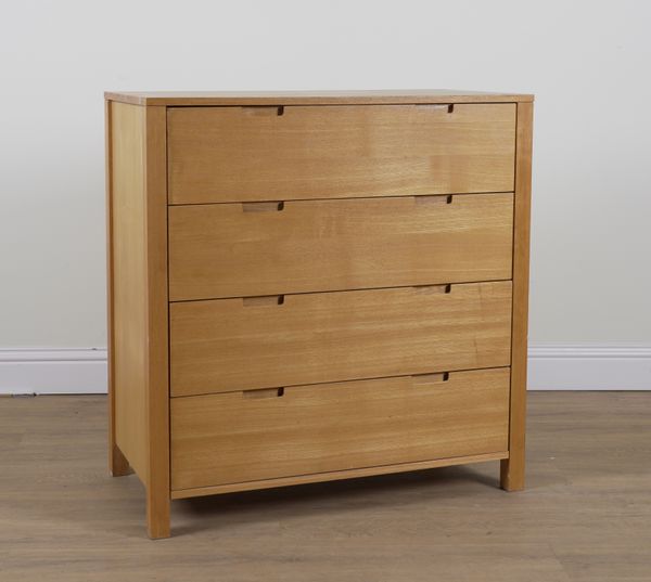 A MODERN ASH FOUR DRAWER CHEST