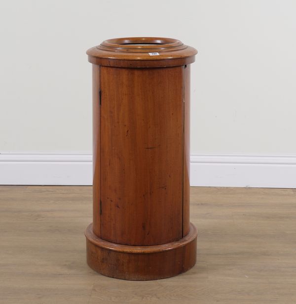 A VICTORIAN MAHOGANY CYLINDRICAL PEDESTAL