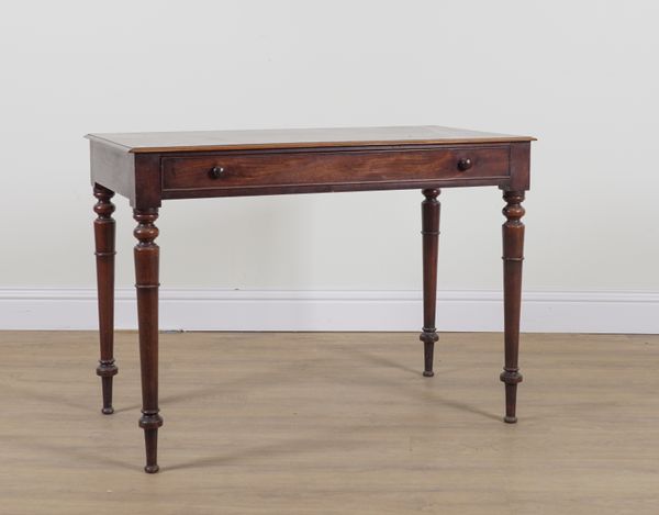 A VICTORIAN MAHOGANY SINGLE DRAWER SIDE TABLE