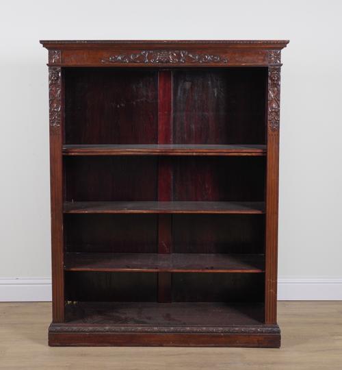 A VICTORIAN MAHOGANY FLOORSTANDING OPEN BOOKCASE