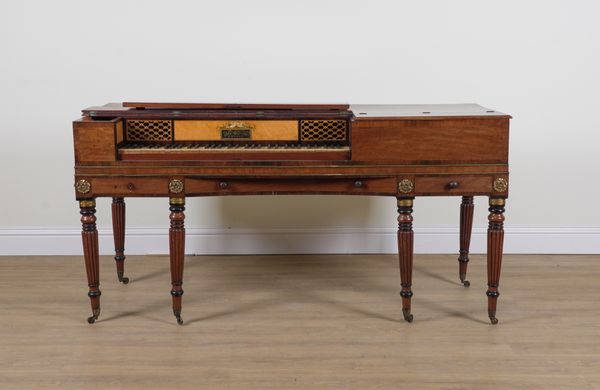 JOHN HARRISON LONDON; AN EARLY 19TH CENTURY ROSEWOOD BANDED MAHOGANY SQUARE PIANO